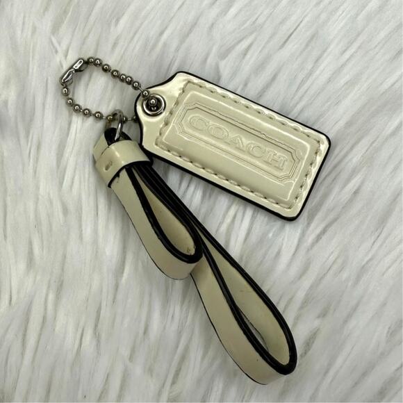 Coach Cream Patent Leather Hang Tag Bag Charm - Picture 1 of 4